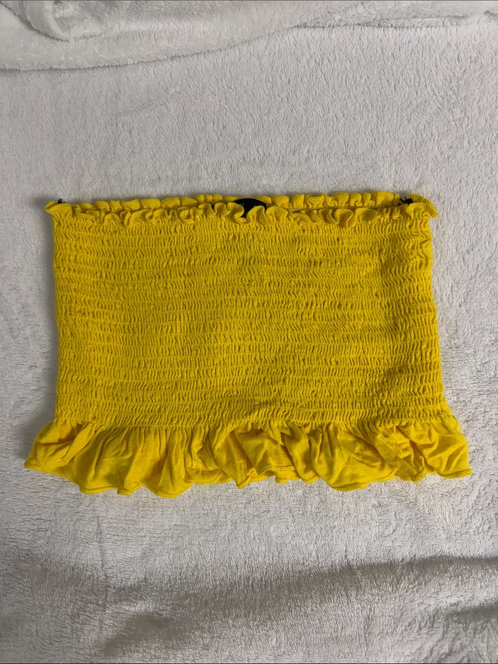 Forever 21 Bright Yellow Smocked Ruffle Tube Top